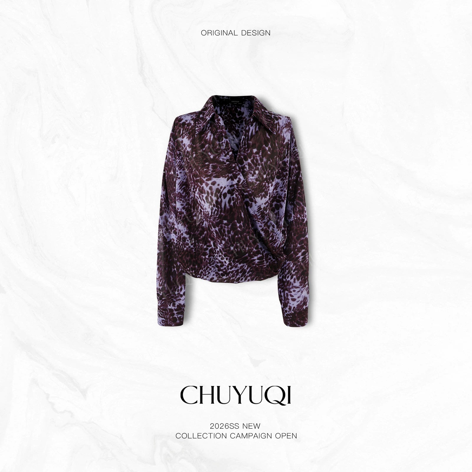 CHUYUQI Waist Leopard Print Long-sleeved Shirt