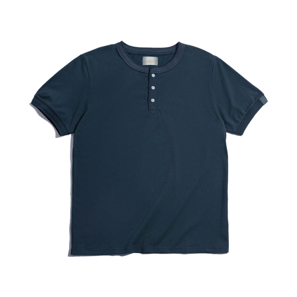 Madden heavy Henry collar short-sleeved pure cotton old money Ami Kaji T-shirt Henry shirt men's