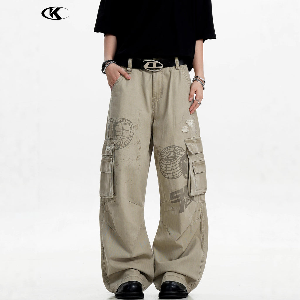 11KN Retro Straight Loose Wide Leg Pants