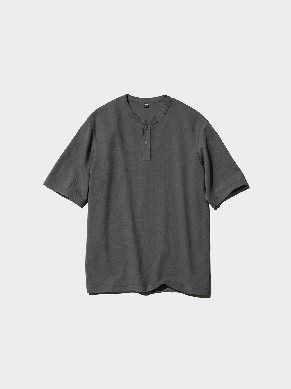 Uniqlo Men's and Women's Quick Dry Waffle Henry Neck T-Shirt Short Sleeve T-Shirt 25 Spring and Summer New 475361