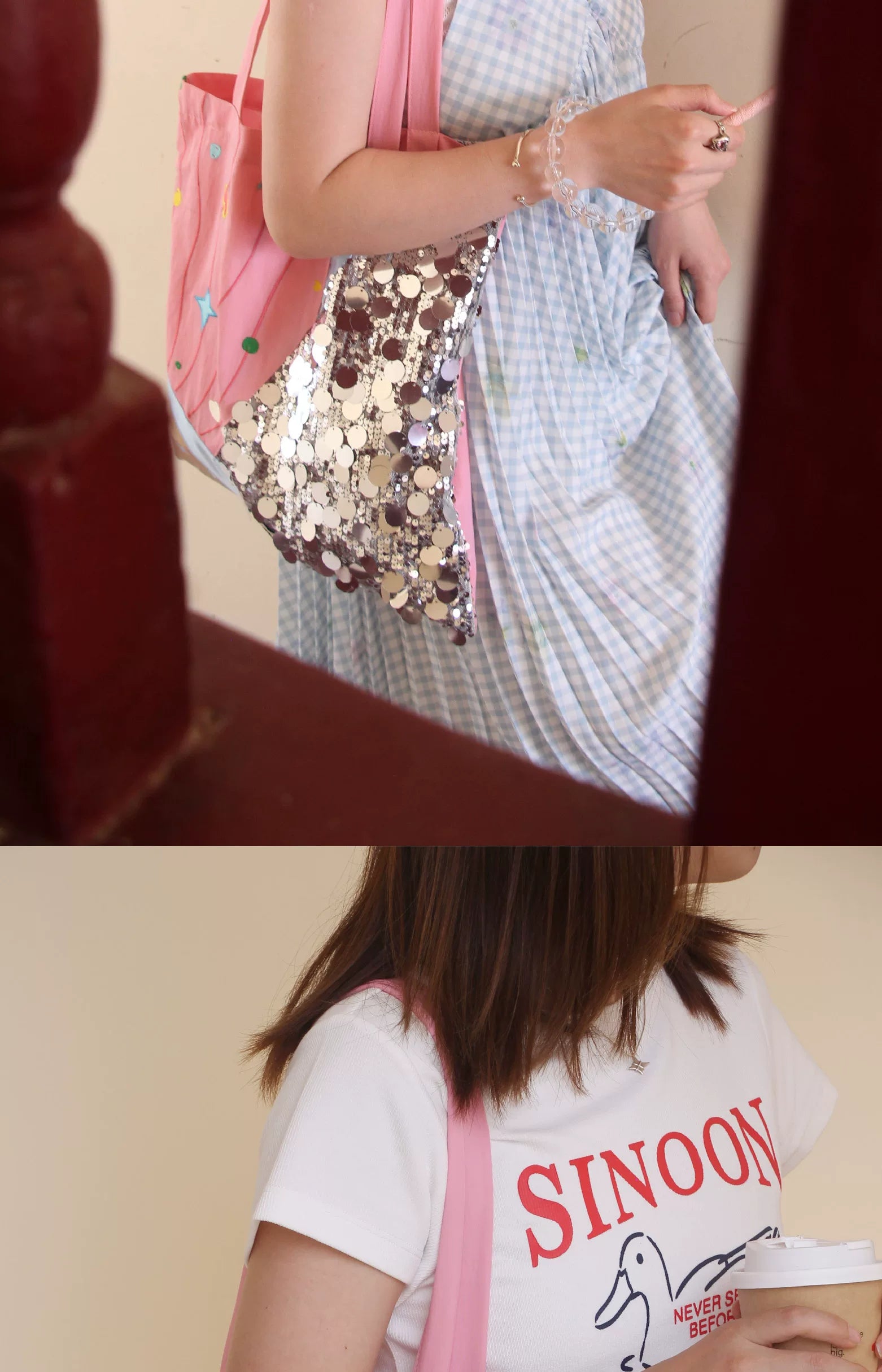 FUNCOO Sequined Embroidered Patchwork Versatile Canvas Shoulder Bag