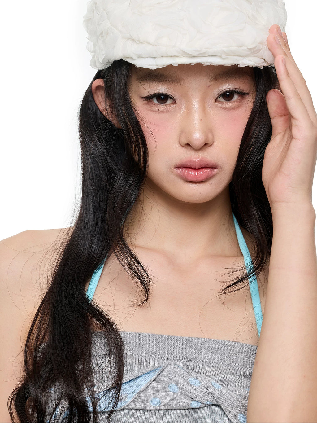 JIKOO Slack Contrasting Polka Dot Wool Tube Top