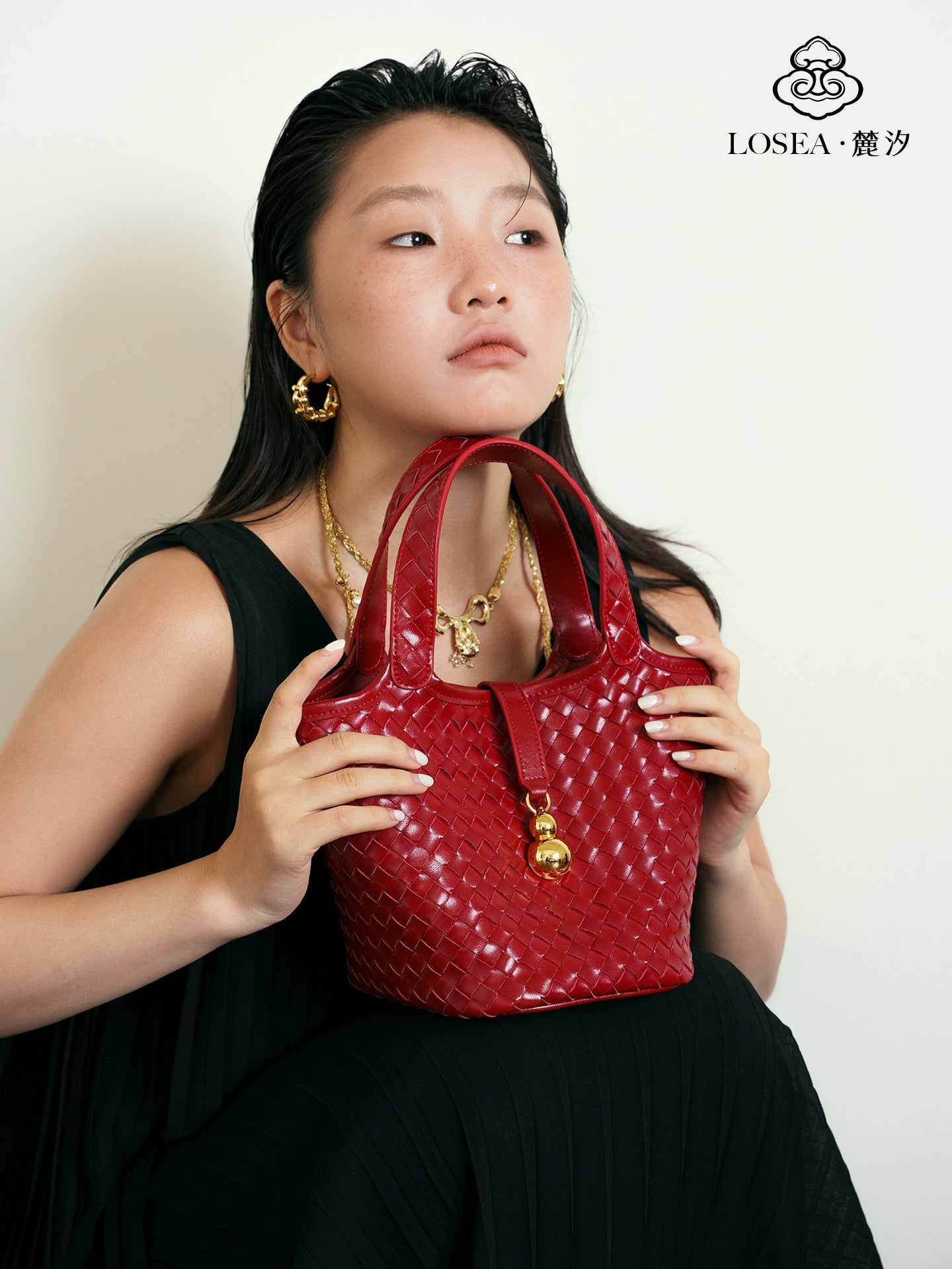 LOSEA Hand-woven Gourd Vegetable Basket Messenger Bag