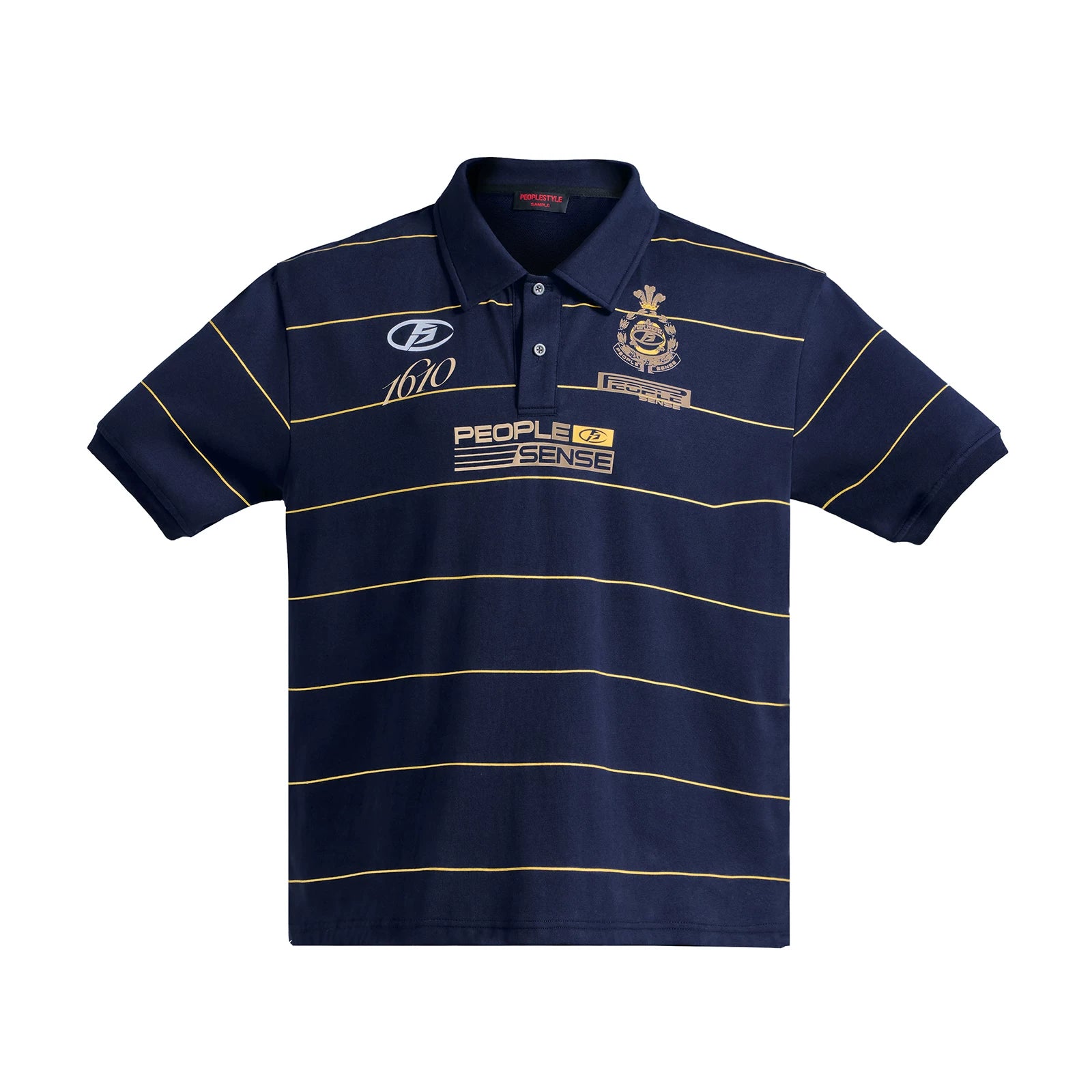 PEOPLESENSE Striped Quick-drying Breathable Badge Printed Tee