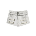 JIKOO Double Belt Denim Shorts