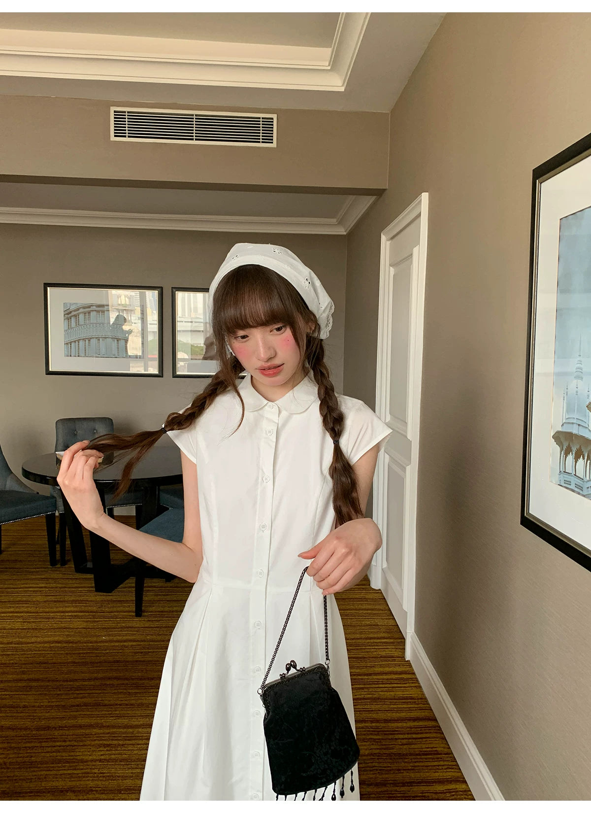 KANO Polo Collar Gentle Waist Long Skirt