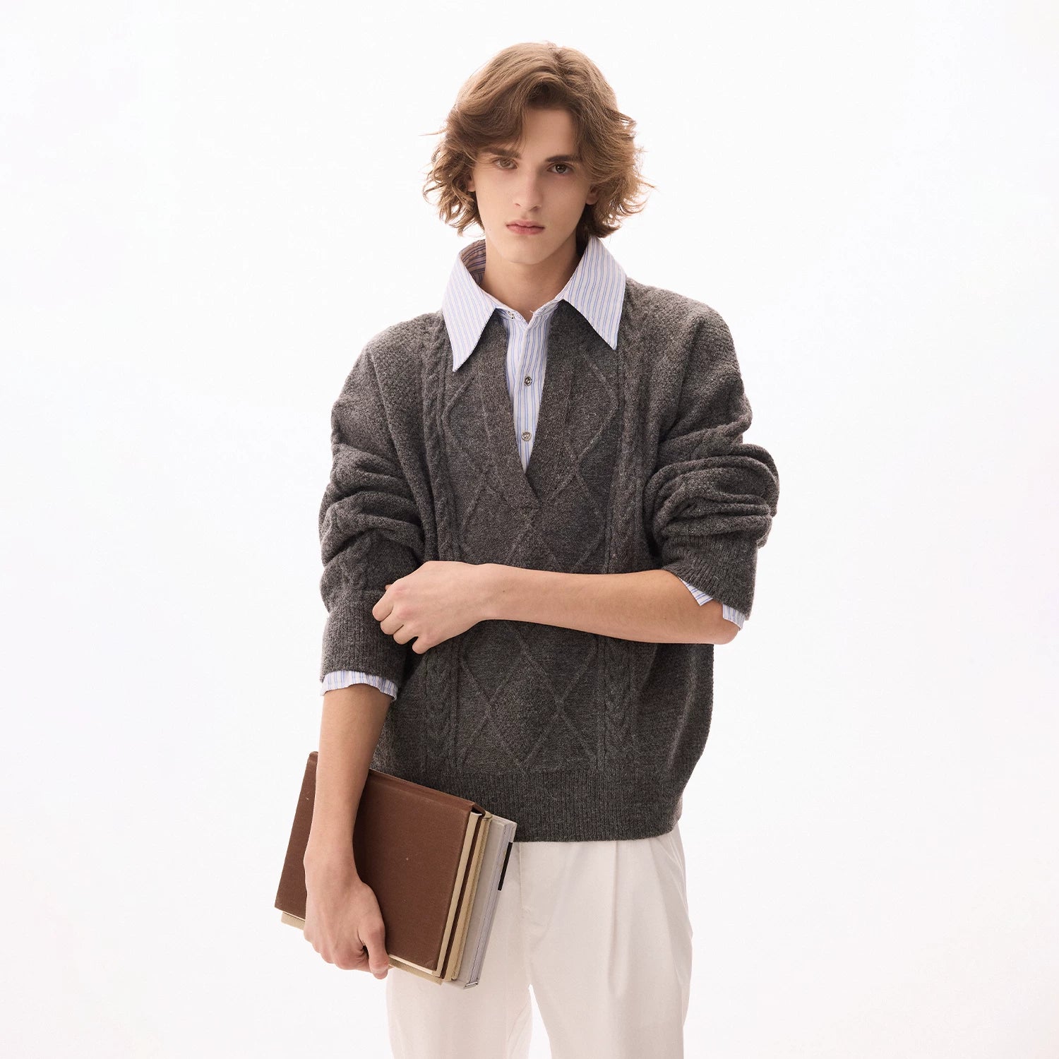 CHOR Premium Sense Twisted Fake Two-piece Casual Sweater