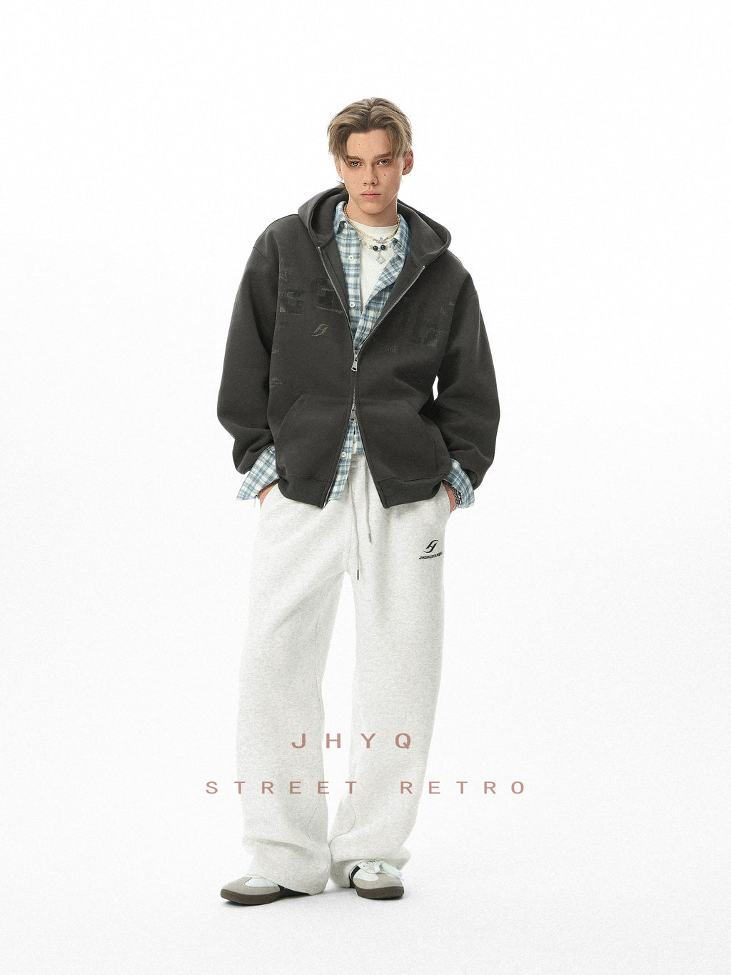 JHYQ Retro Letter Print Hoodie