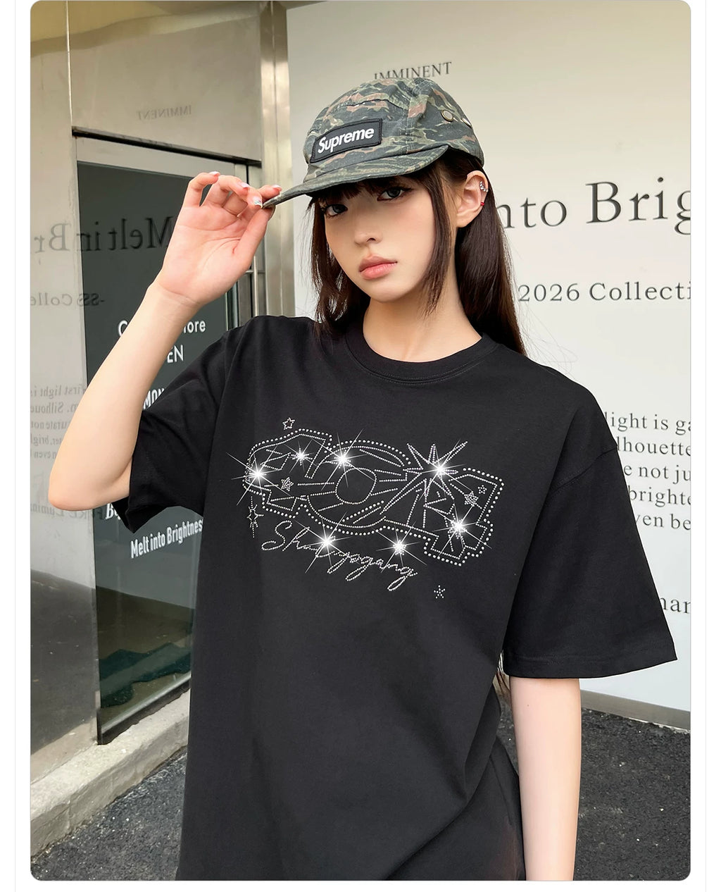 404MOB Star Hot Diamond Round Neck Tee