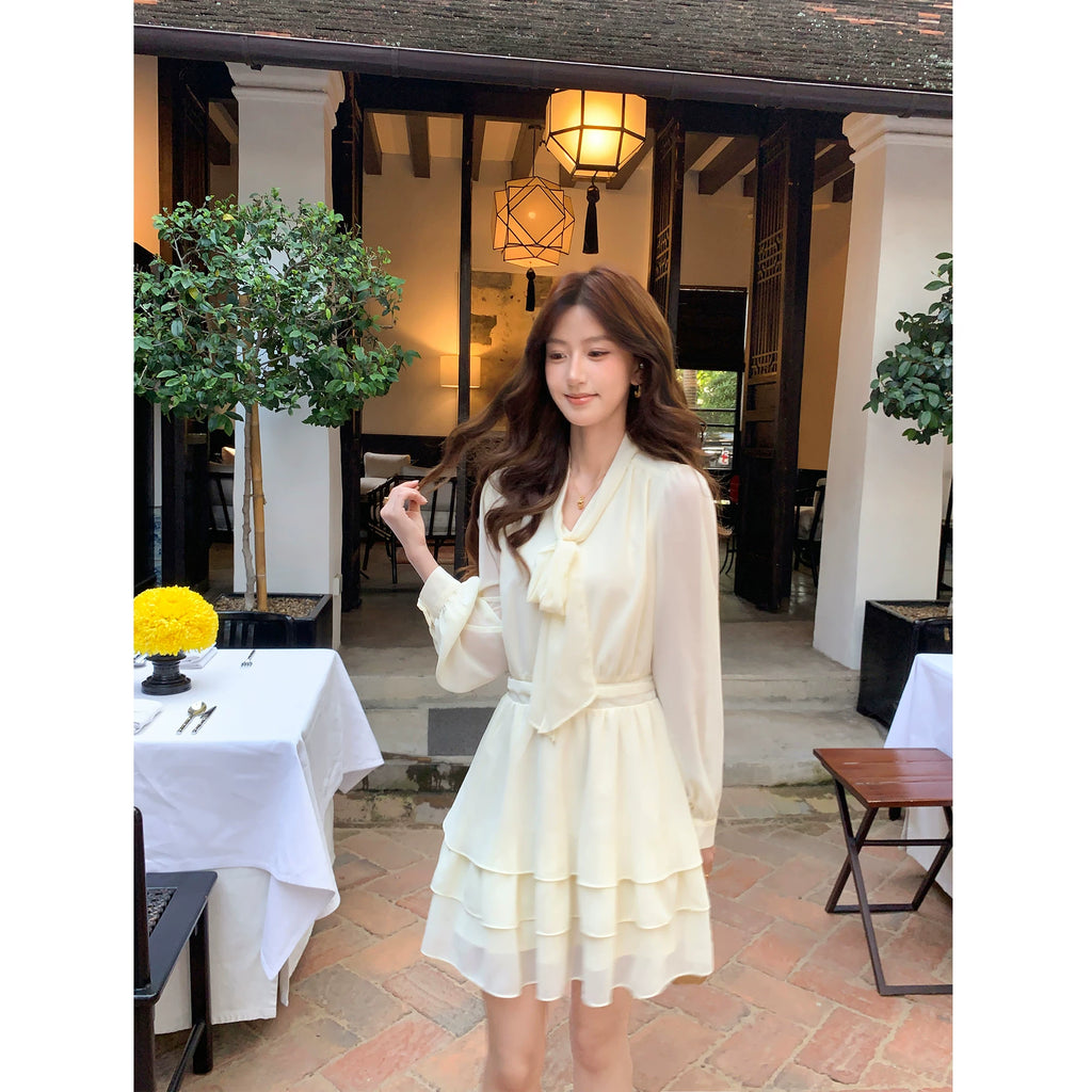 Pusumede Bow-tie Chiffon Dress