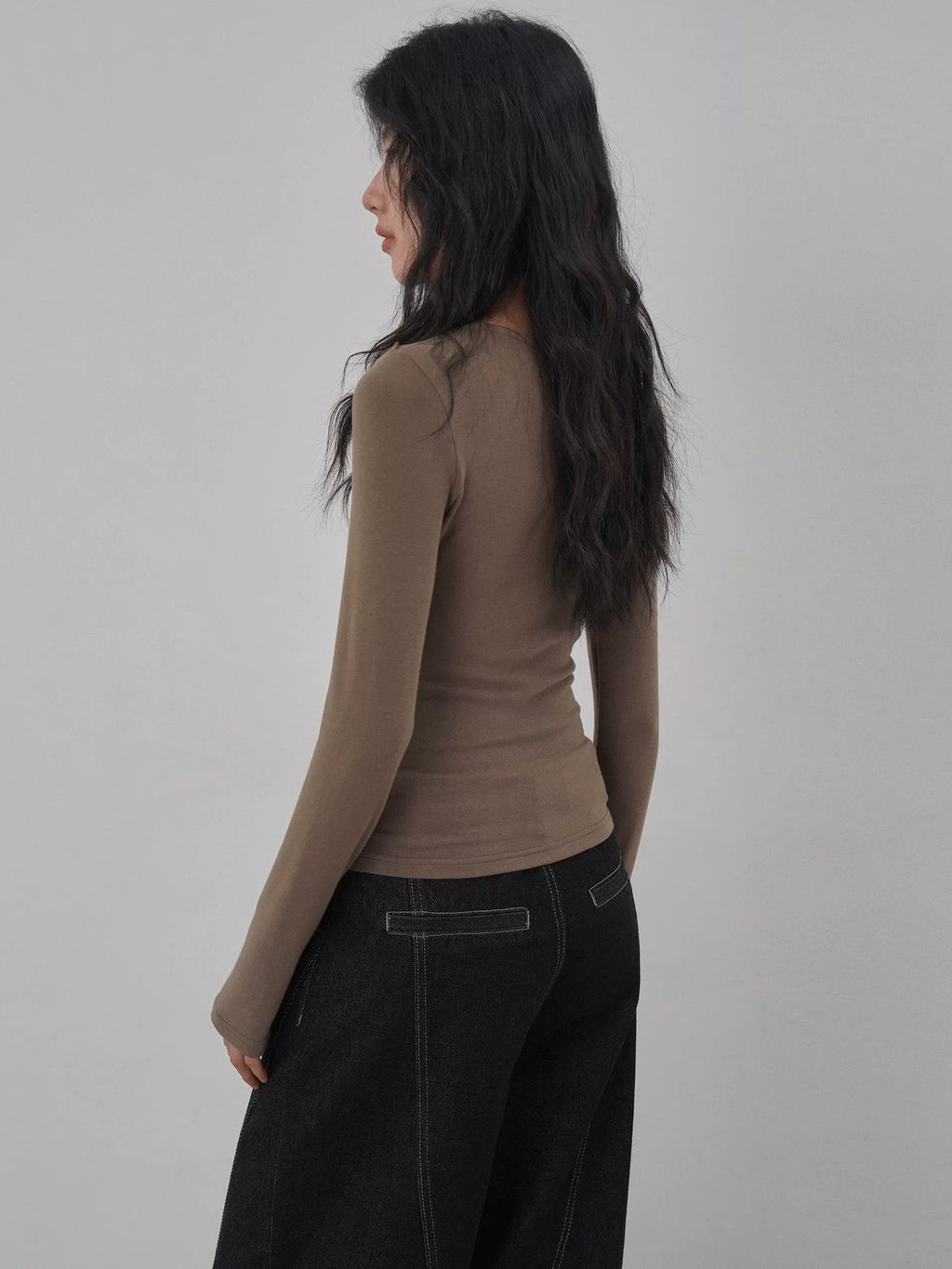 Eighthmonth Single-sided Fungus Edge Slimming Looklong Sleeves