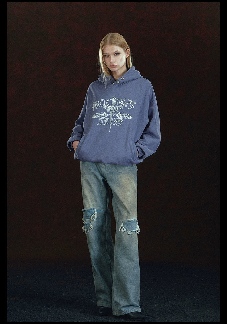 DICETINY Yuan Slaughter Sword Printed Loose Sweater