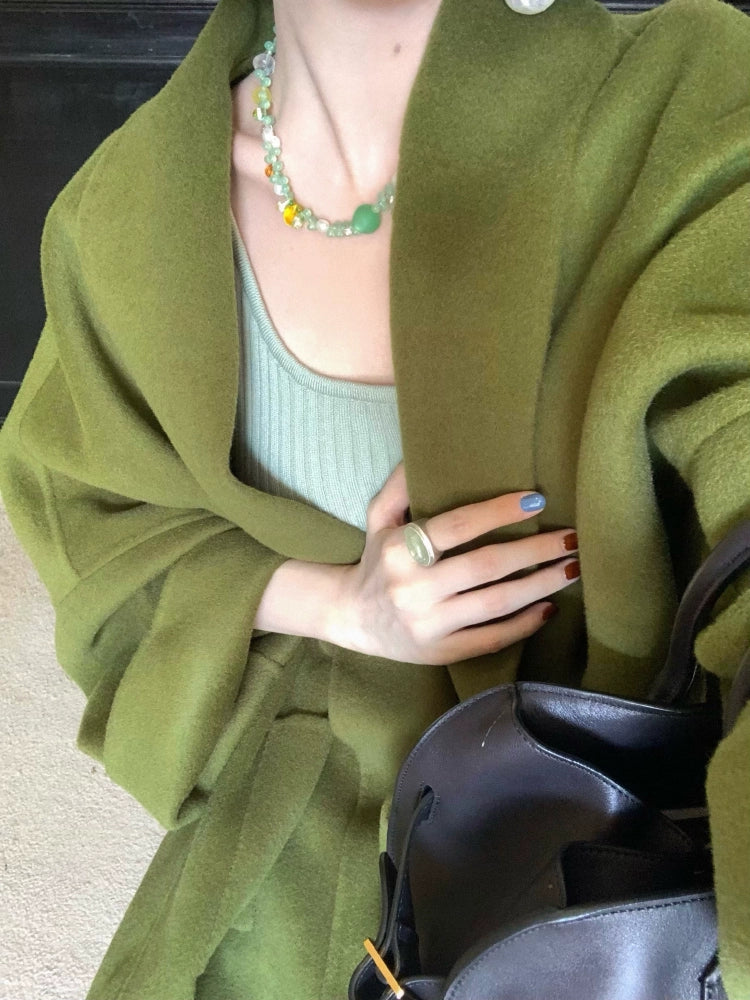 KELIFAN Port Style Vintage Wool Reversible Wool Cape Coat