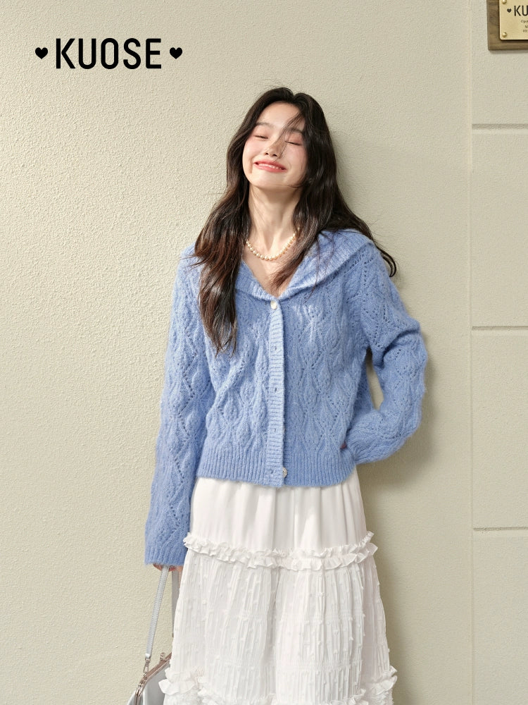 Kuose Lazy Lapel Knit Cardigan Jacket