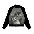 MoodLikeMe Cat Jacquard Ragged Lapel Cardigan Sweater