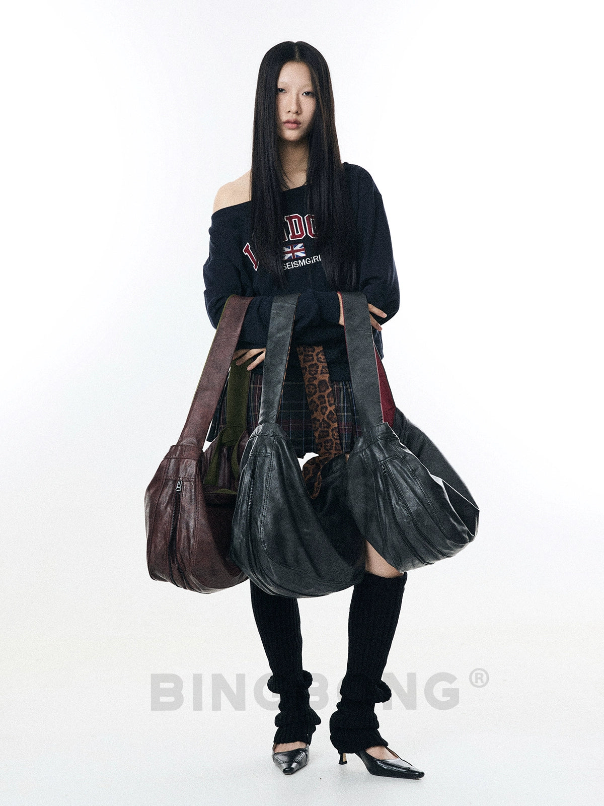 BINGBONG Vintage Large Capacity Slack Simple Shoulder Crossbody