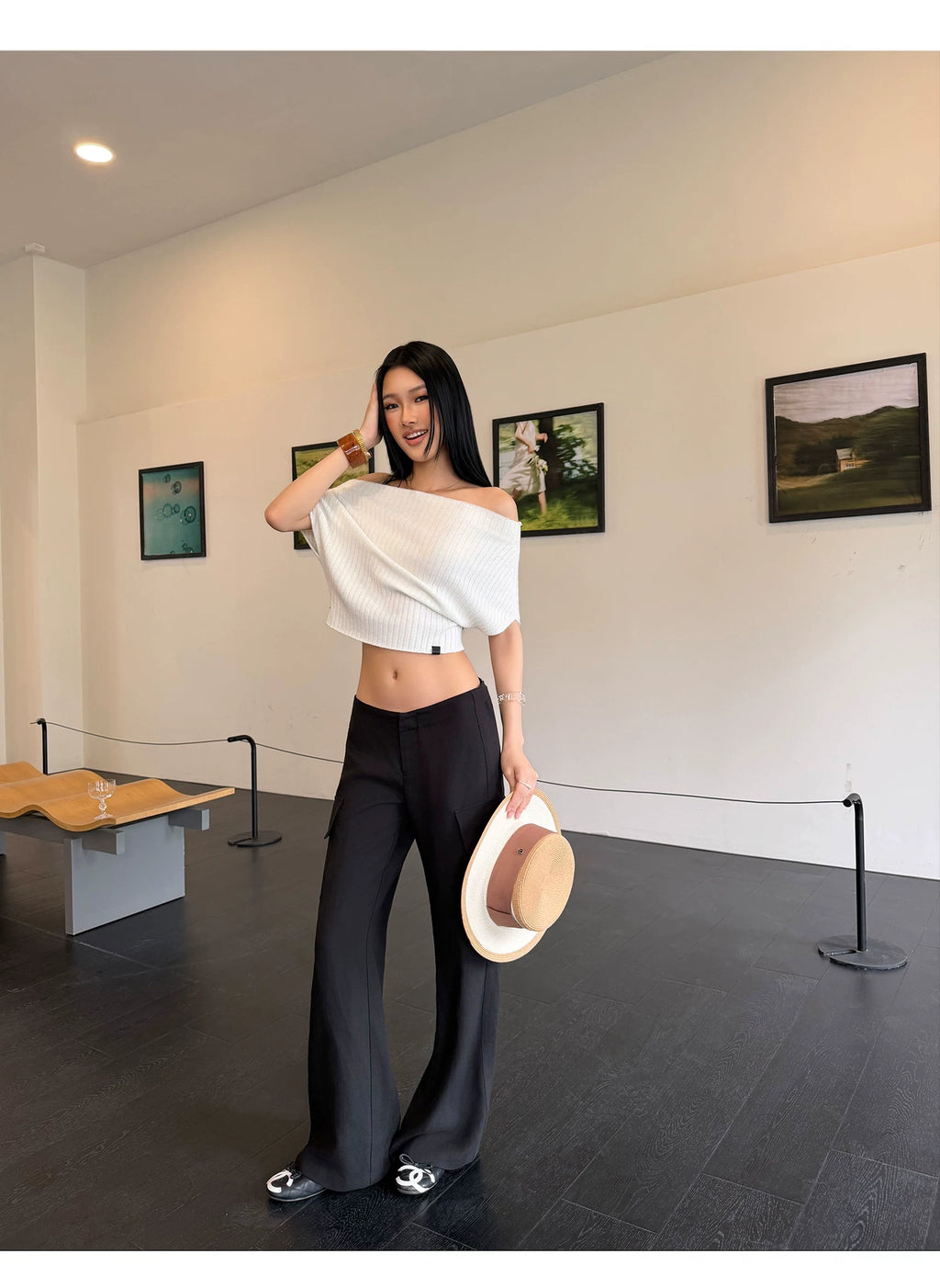 Audwyn Low Waist Skinny Wide Leg Pants