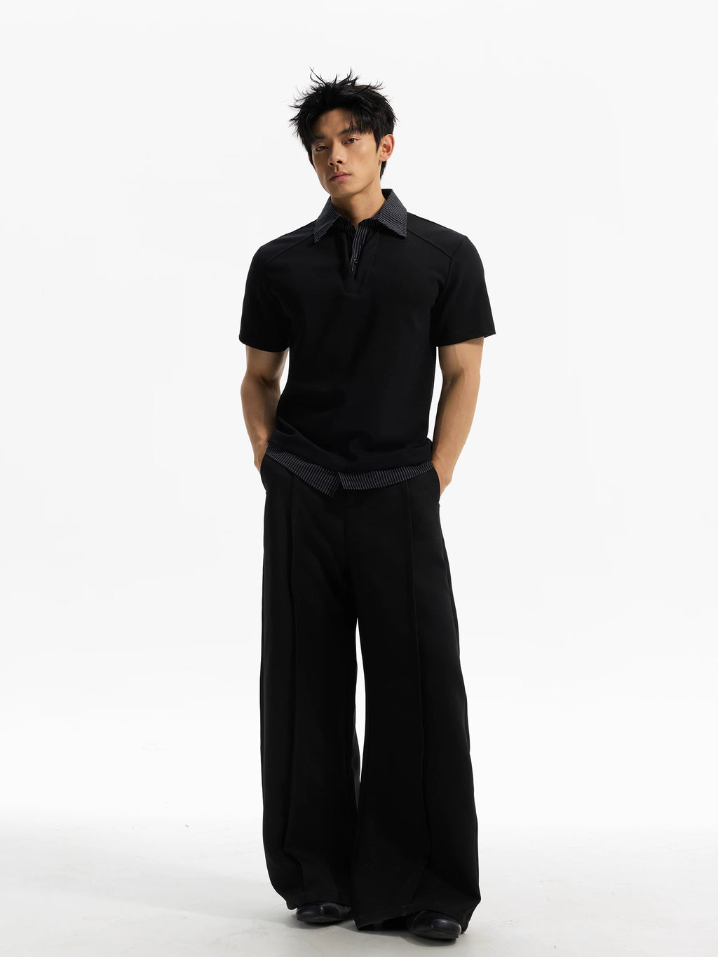DAY NY Fake Two Polo Collar Versatile Tee