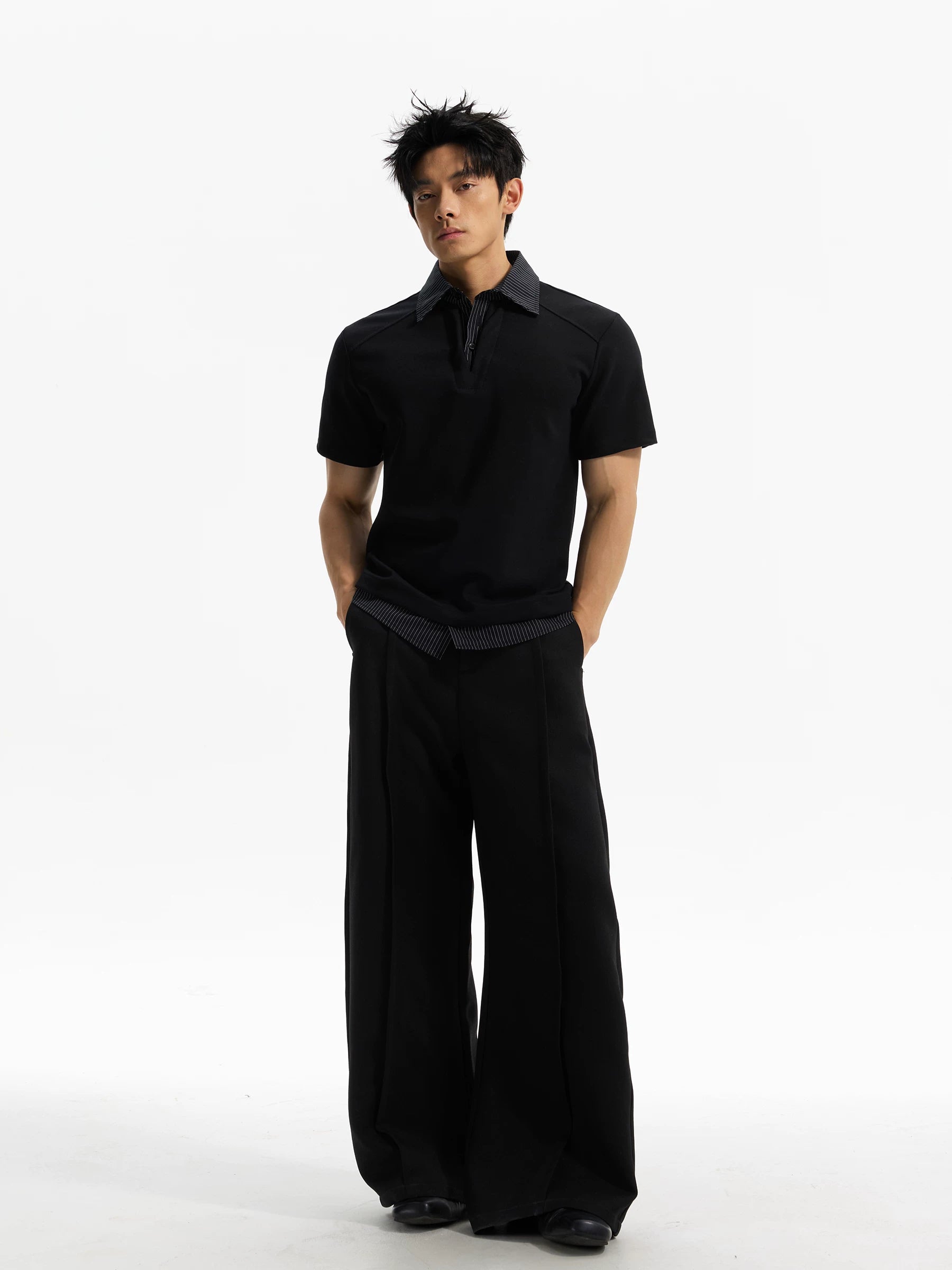 DAY NY Fake Two Polo Collar Versatile Tee