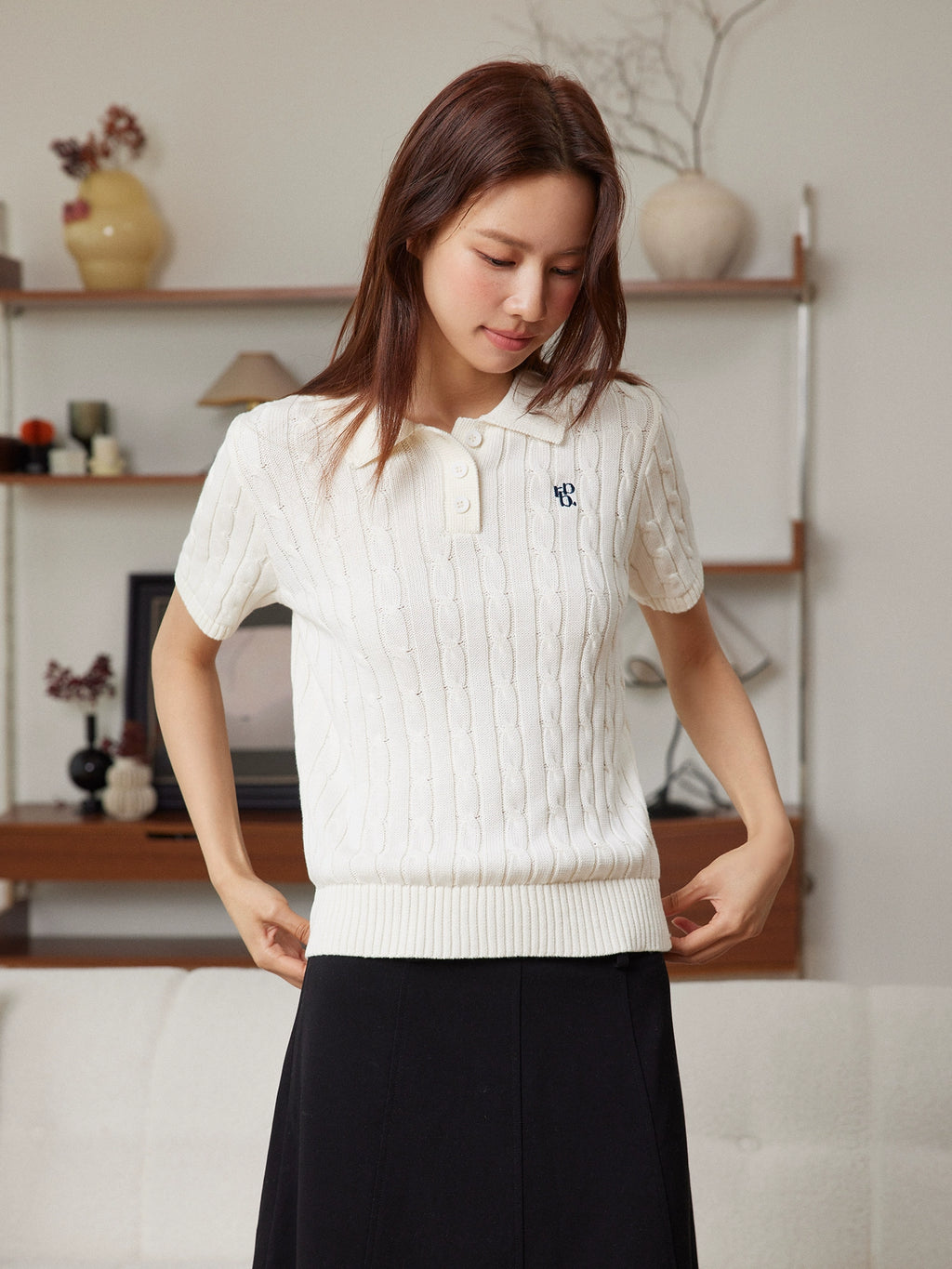 RPB BRAND Versatile Twisted Embroidered Lapel Collar POLO Collar Knitted Short Sleeve