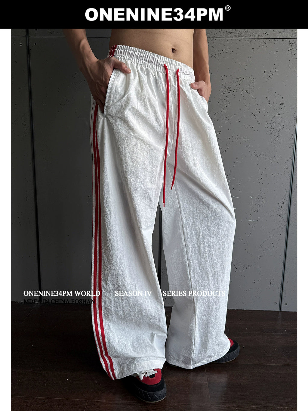 ONENINE34PM Thin Bar Sports Casual Pants