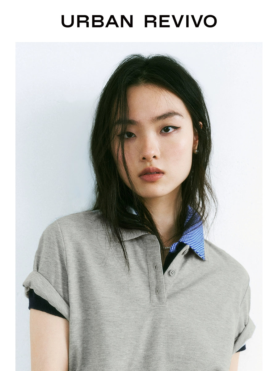 URBAN REVIVO Nautical Casual Simple Versatile Polo Shirt
