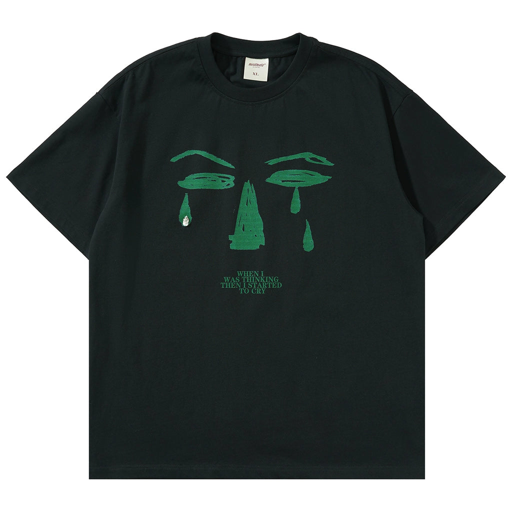 Mentmate Face Graffiti Print Tears Sticker Drill Tee