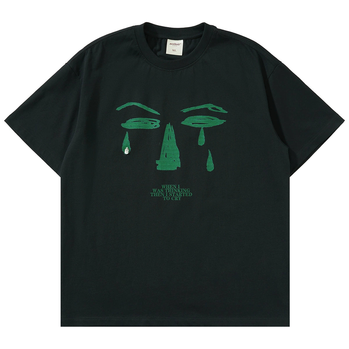Mentmate Face Graffiti Print Tears Sticker Drill Tee