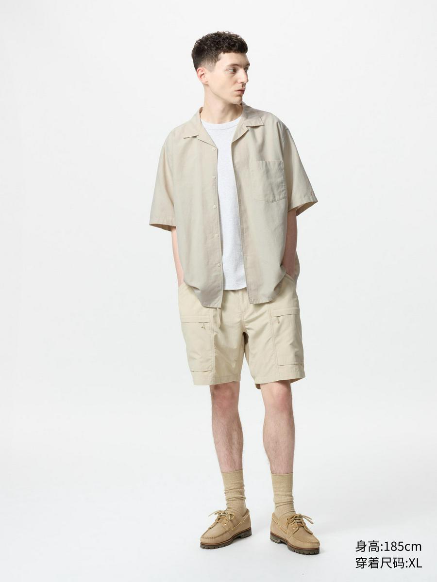 Uniqlo Men's Women's Cotton and Linen Shirt/Short Sleeve Shirt Cardigan Casual Solid Color 25 Spring and Summer New 477181