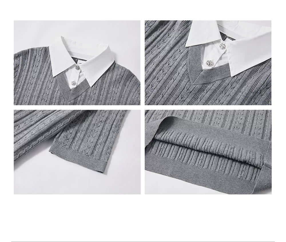 KREATE Lapel Fake Two Knitted Tee