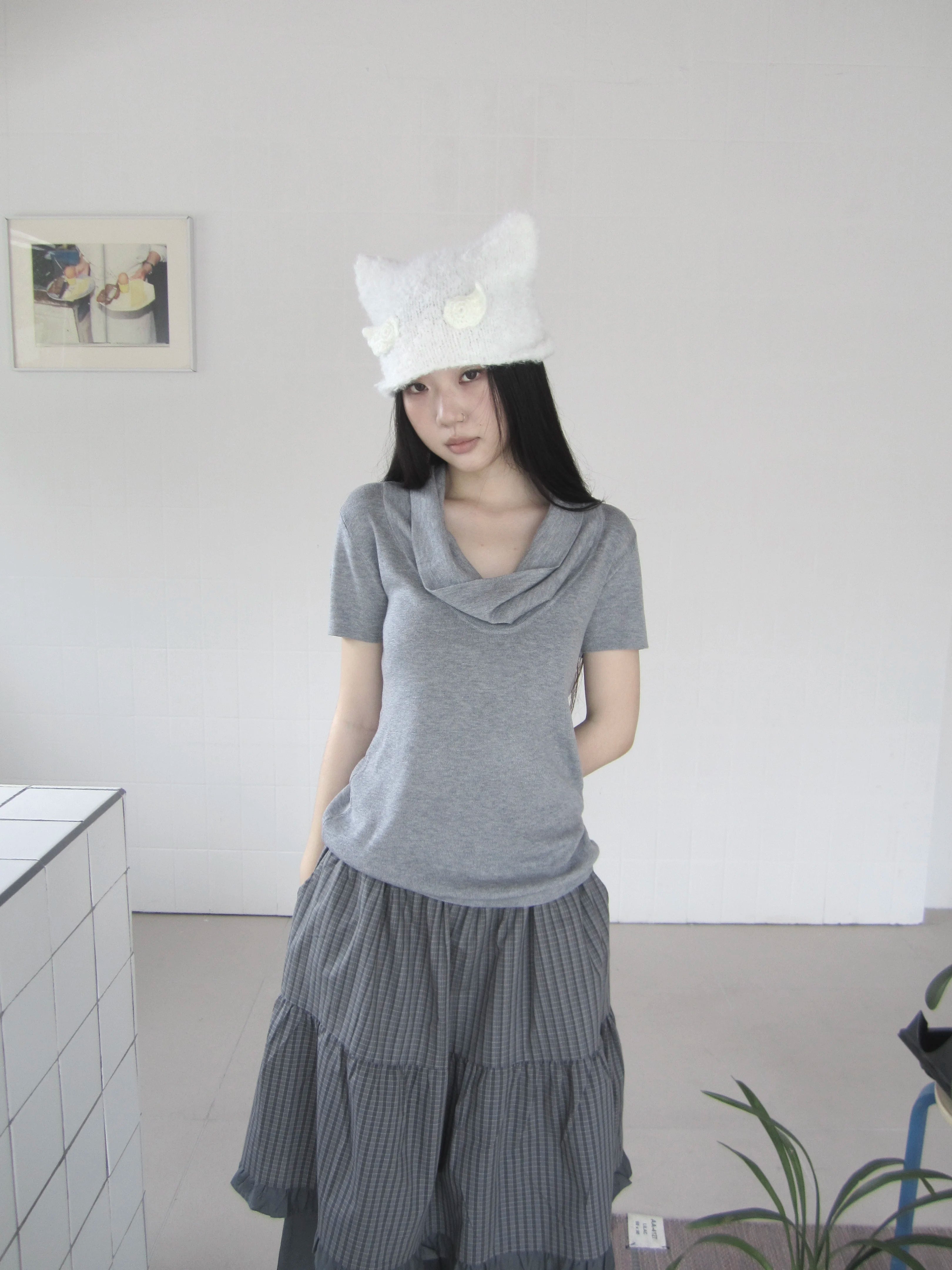 Ang: Project Retro Simple Elastic Slim Knitting Tee