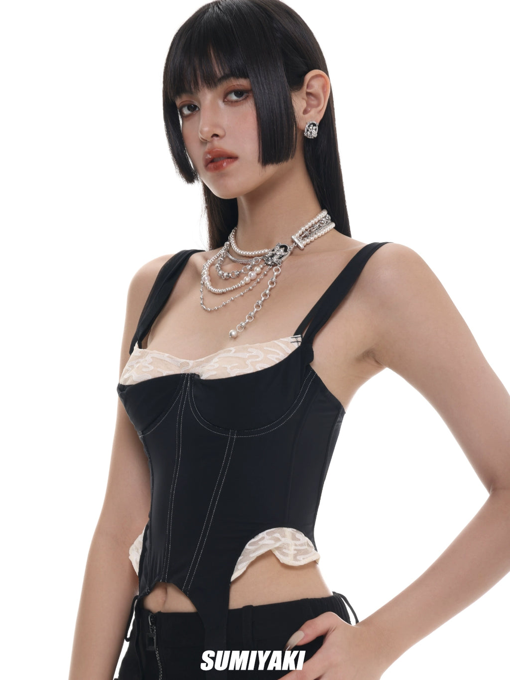 SUMIYAKI Multi-layer Pearl Stacked Belt Necklace