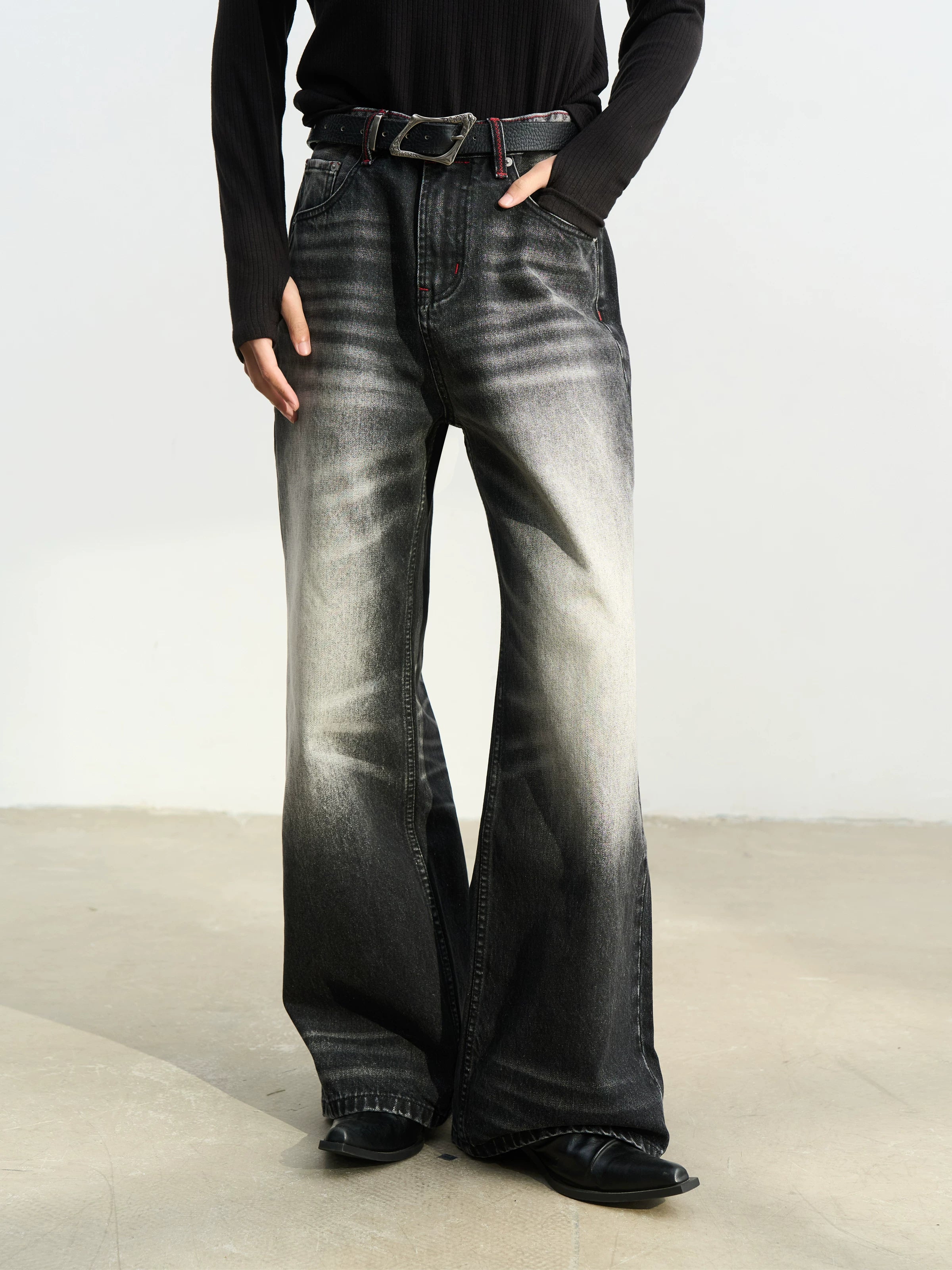 SOUTHFISH Retro Handmade Cat Whisker Jeans