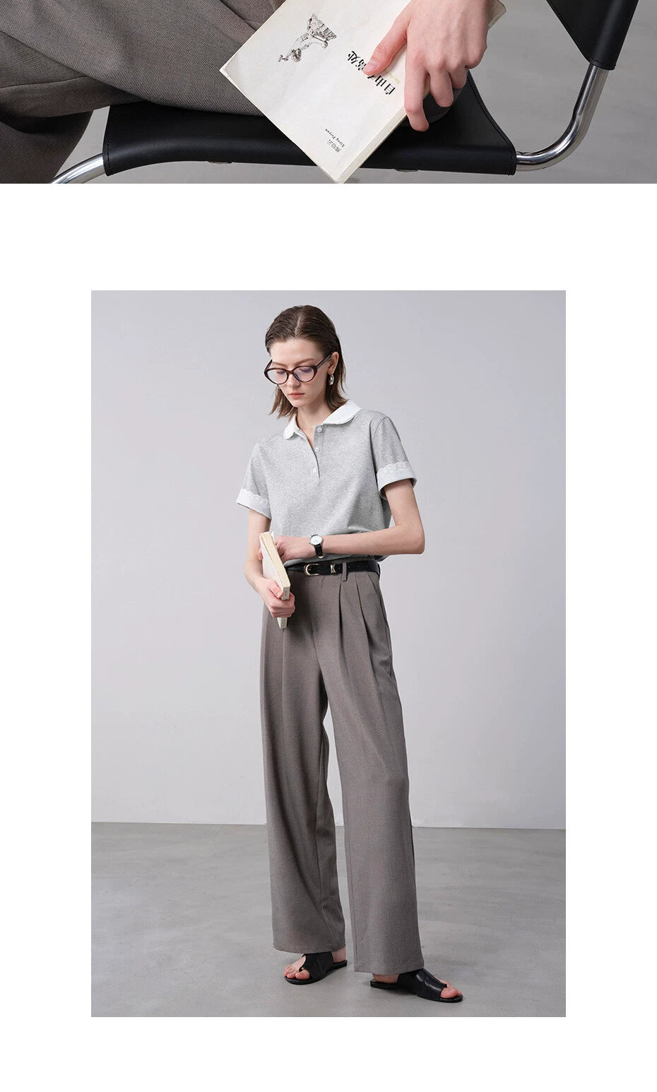 Giordano Stitching Lace Doll Collar Tee