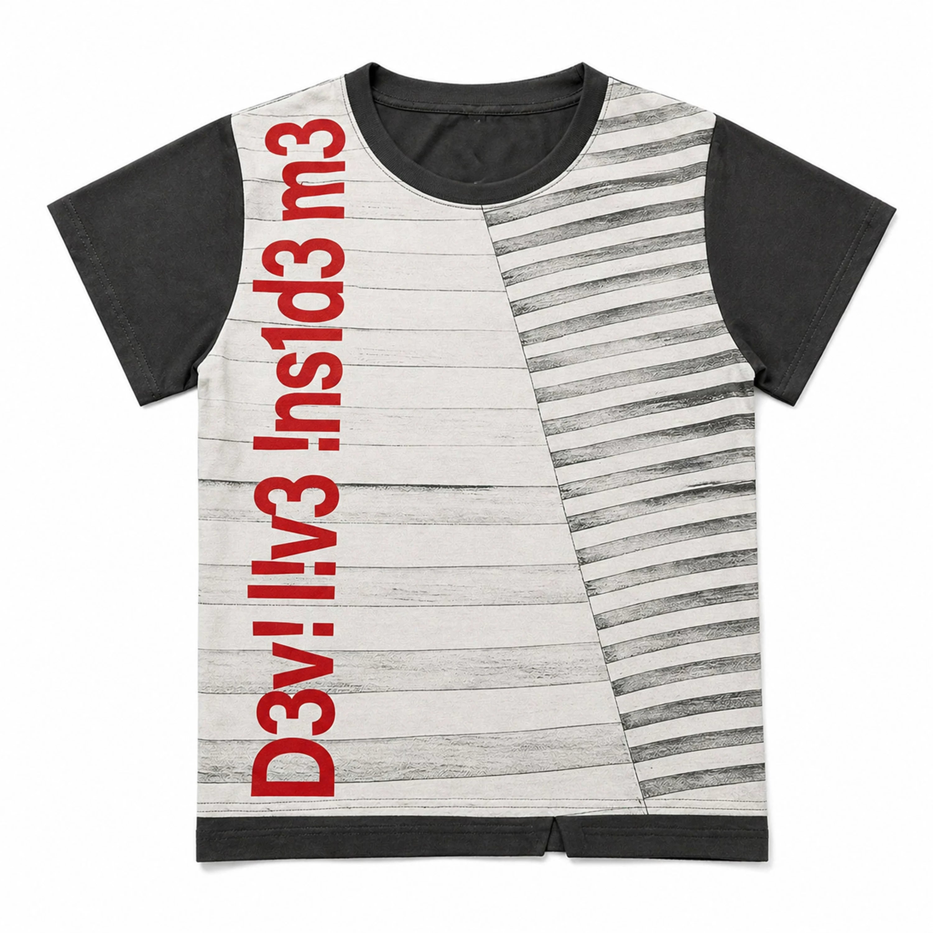 PAIKI Retro Crew Neck Front Shoulder Tee
