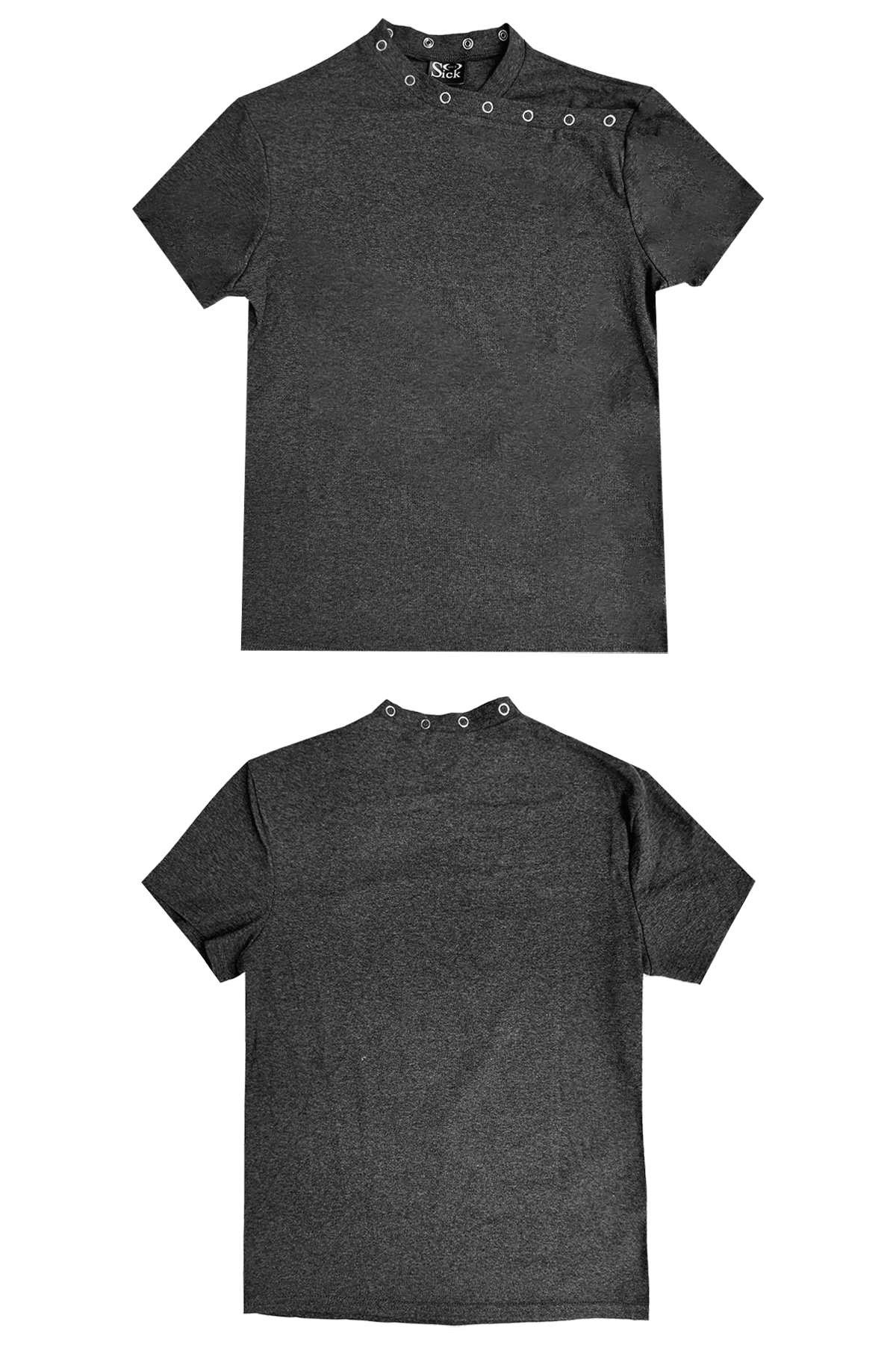 Sosick Metal Buckle Crossed Shoulder Knitted Slim Fit Tee