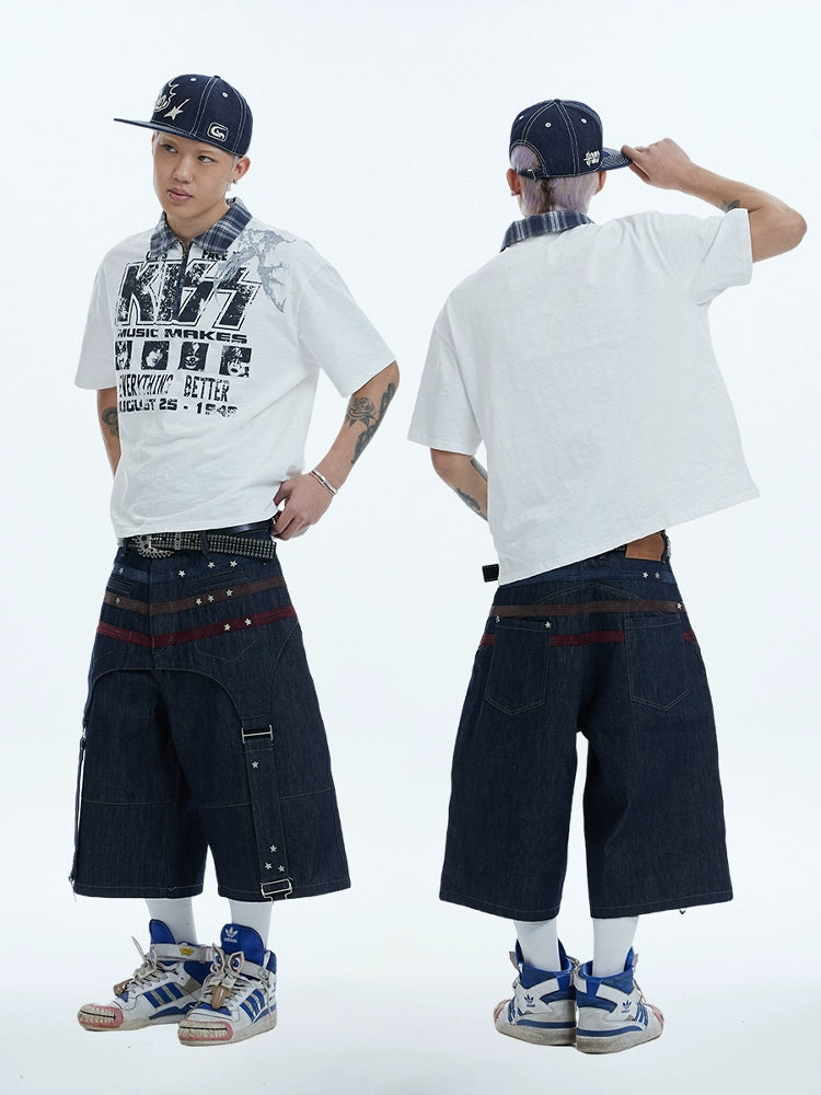 DND4DES Plaid Lapel Polo Shirt Half Zipper Tee