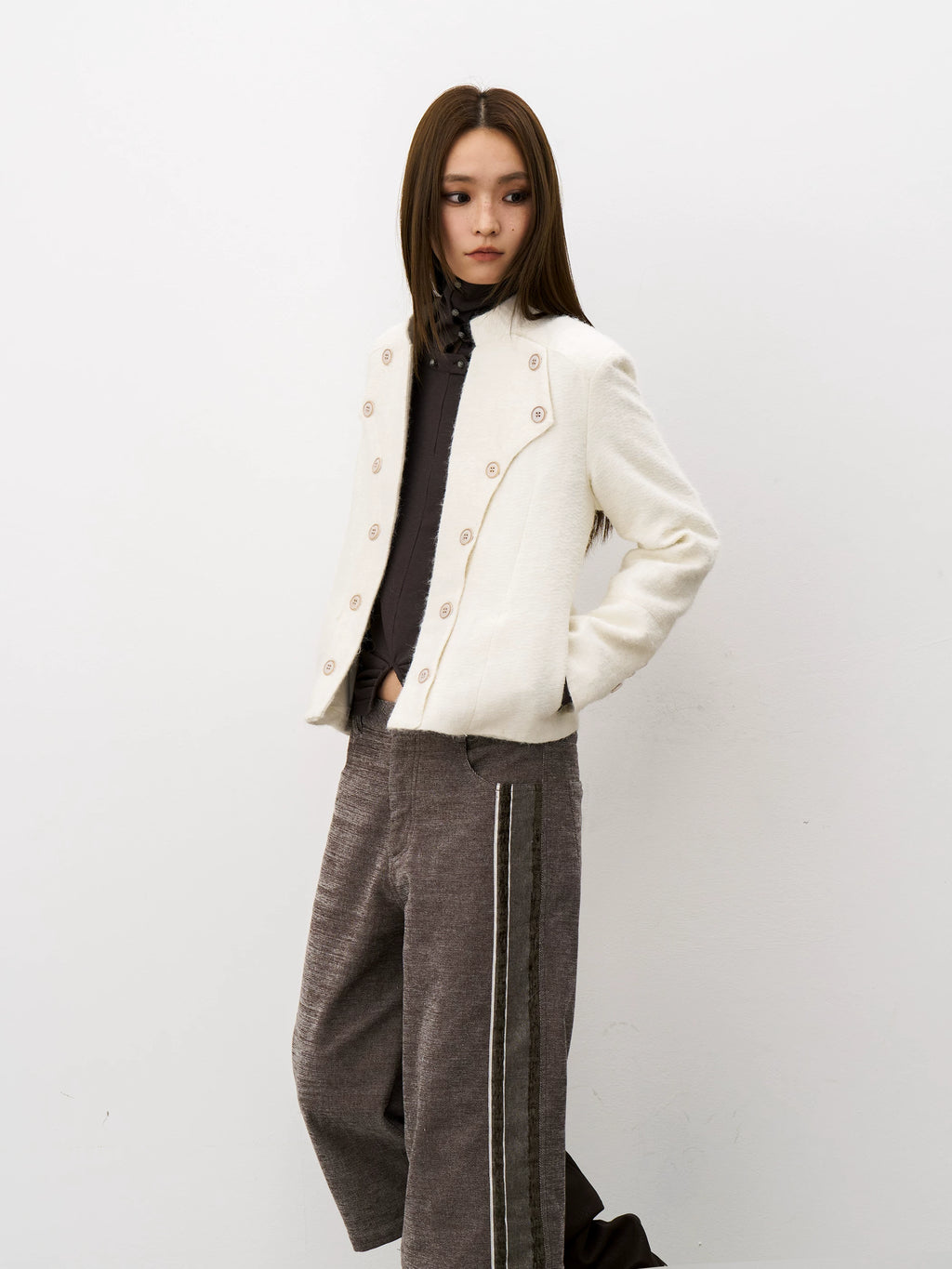 THELIGHT Double-breasted Stand-up Jacket