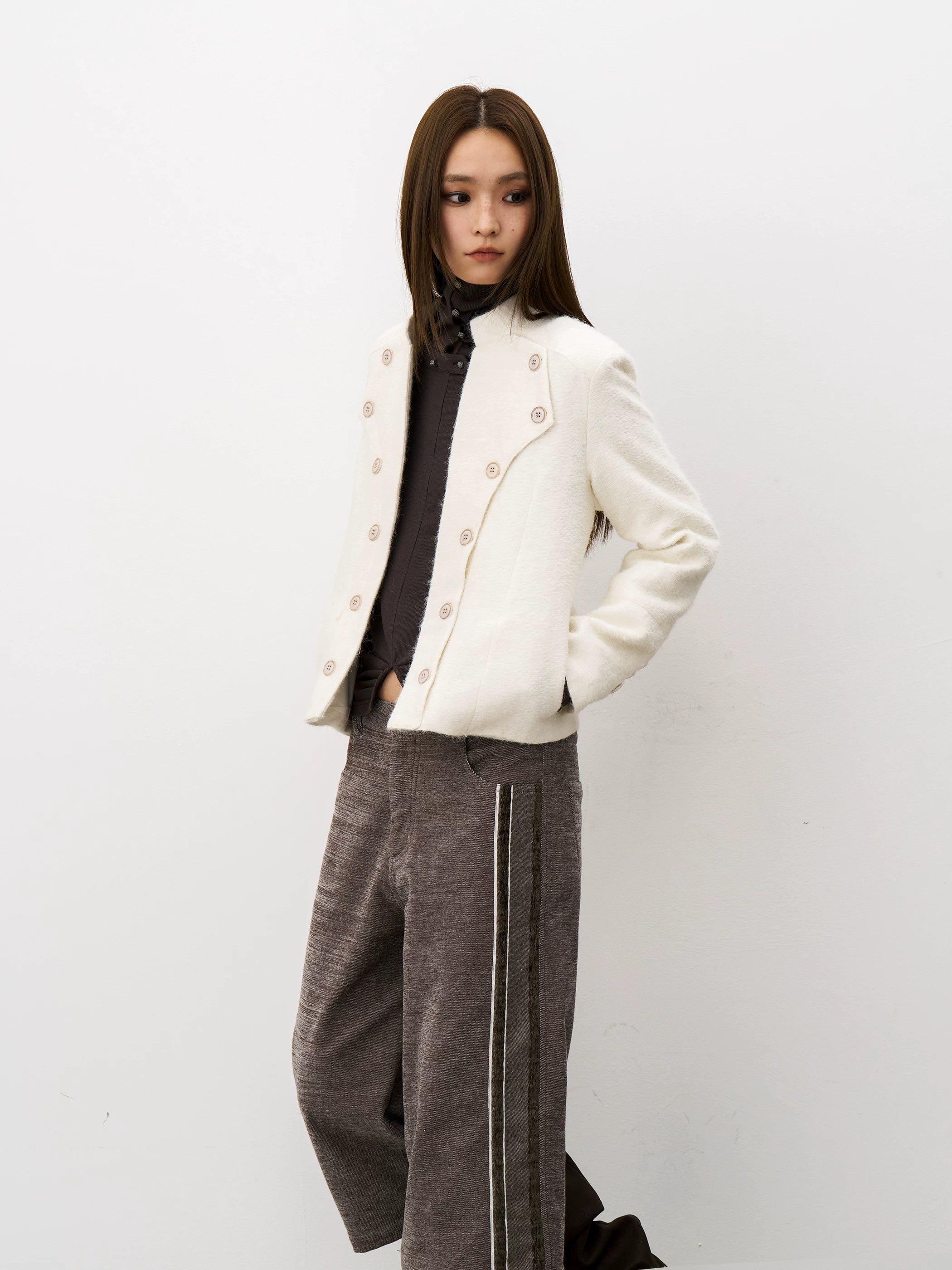 THELIGHT Double-breasted Stand-up Jacket