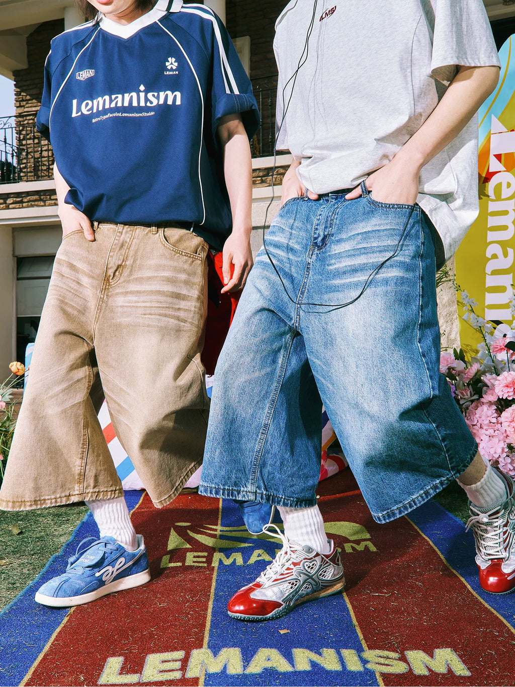 Lemanism Vintage Loose Denim Cropped Pants