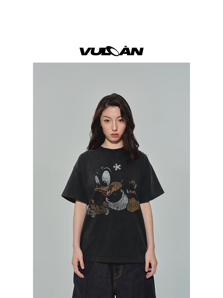 VULCAN Old Childlike Duck Printing Loose TEE