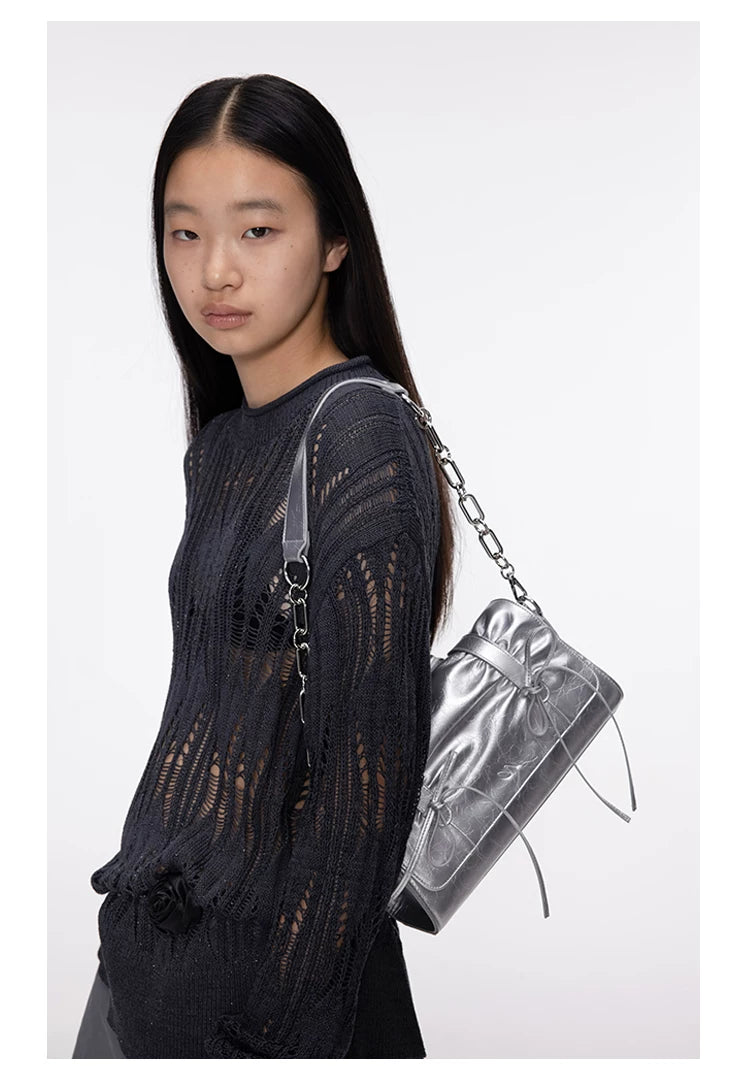 Oinimi Pleated Butterfly Rope Double Shoulder Underarm Oblique Span Bag