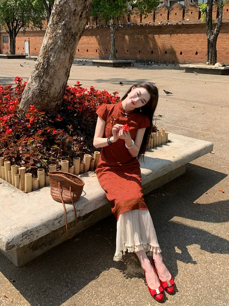 ZIHE High-end Fringed Splicing Dress