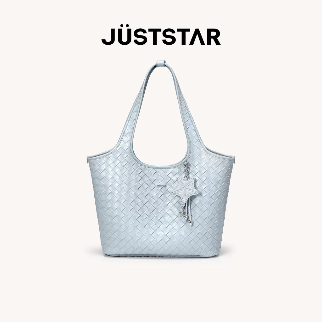 JUST STAR Large Capacity Portable Underarm Knitted Bag