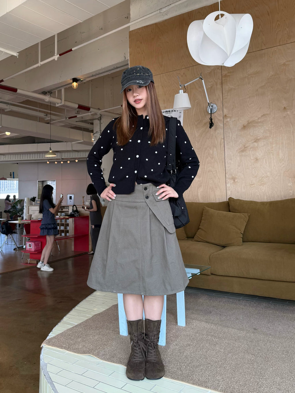 CCYE Front Shoulder Polka Dot Short Sweater Cardigan