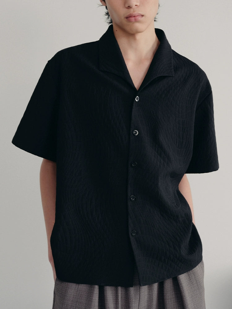 JCAESAR Seagull Collar Leaf Pattern Shirt