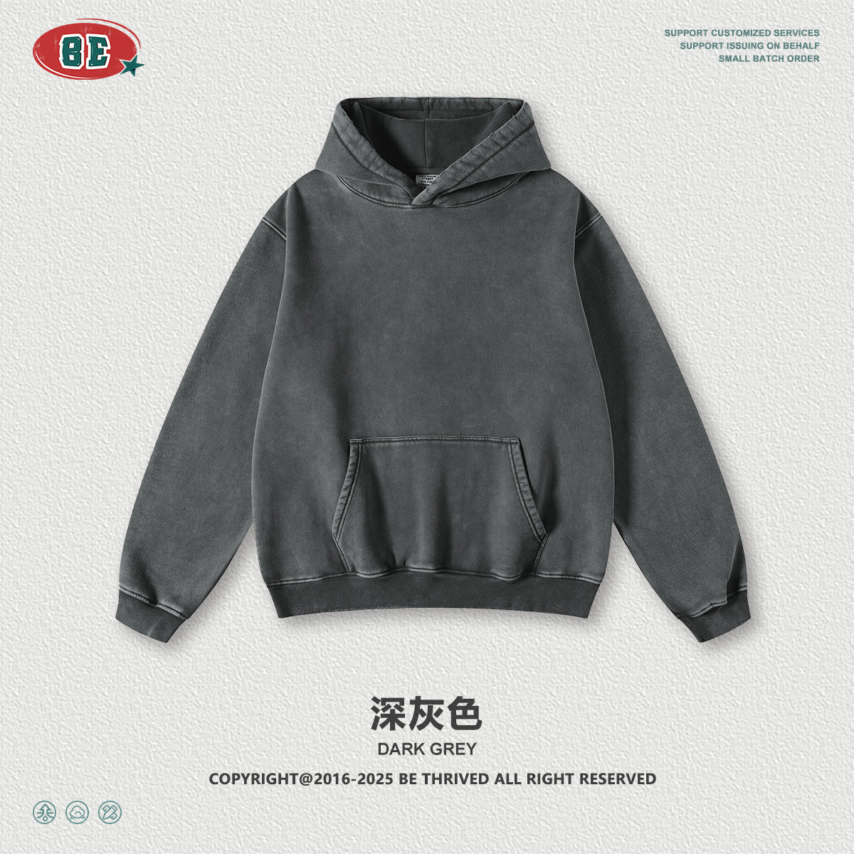 BE Men's Vintage Fleece Hooded Sweater