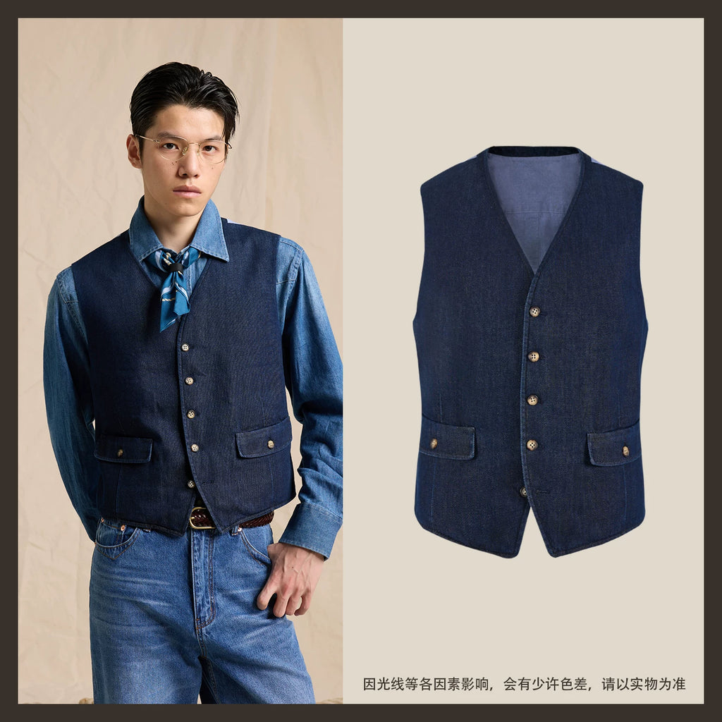 CULTUM Vintage Denim Spliced Vest