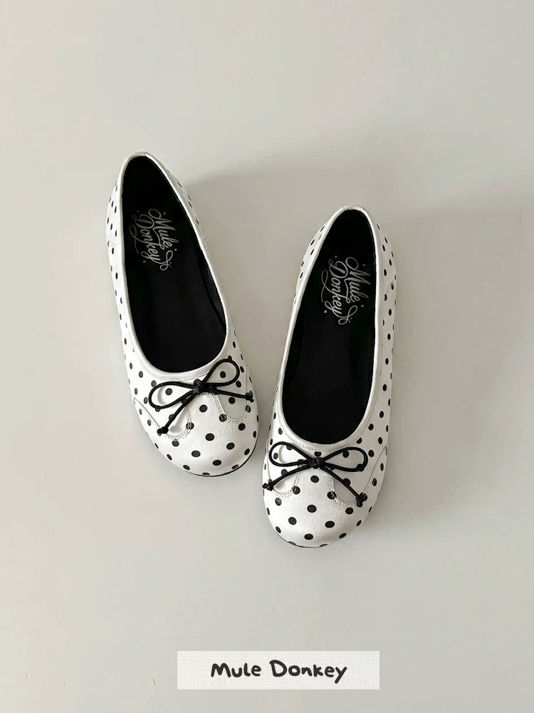 Donkey Shallow Mouth Polka Dot Inner Height Increasing Single Shoes