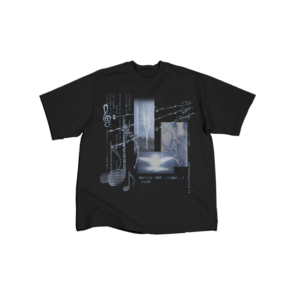 WANNA LAB Dream Core Music Note Angel Print Front Shoulder Tee